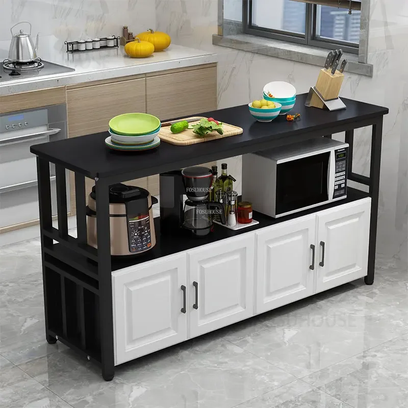 Modern Solid Wood Kitchen Cabinets Home Kitchen Furniture Creative Tableware Storage Cabinet Rack Multi-layer Kitchen Console N 2