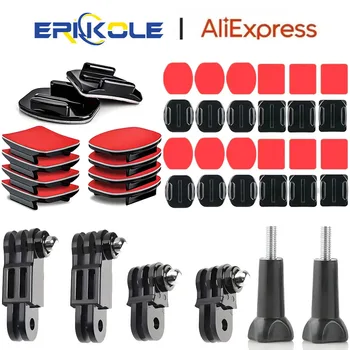Supports adhésifs plats et incurvés pour casque d'appareil photo, bras pivotant réglable pour GoPro Hero Insta360 DJI Osmo, accessoires de caméra d'action 1