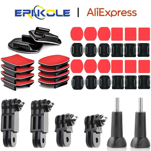 Supports adhésifs plats et incurvés pour casque d'appareil photo, bras pivotant réglable pour GoPro Hero Insta360 DJI Osmo, accessoires de caméra d'action 1