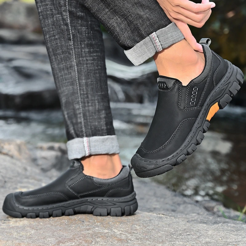 Scarpe invernali da uomo con calda imbottitura, racchette da neve da uomo senza lacci, scarpe da trekking, scarpe da trekking, scarpe da esterni, stile vintage, tinta unita, classiche e comode, a, 39
