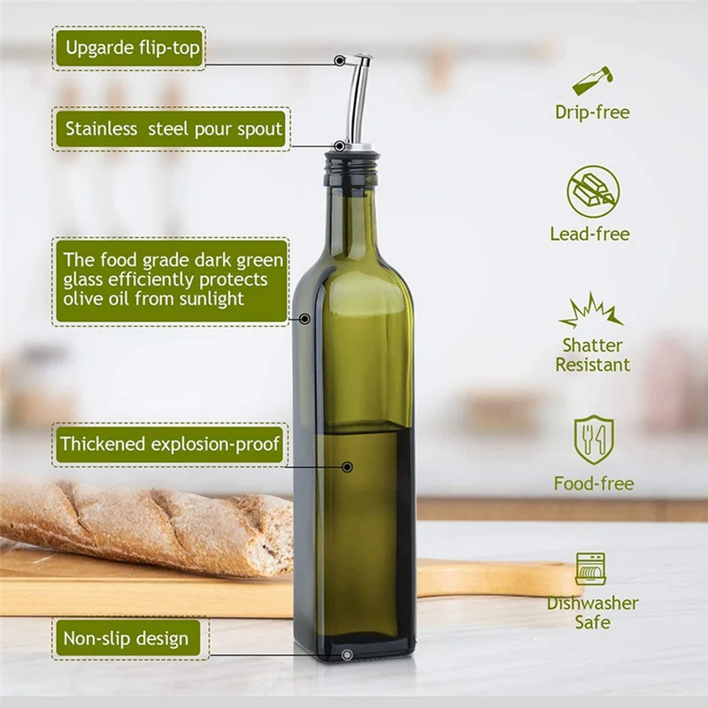 A7THK-Glass Oil Bottle Set Olive Oil Household Oil Pot Leak-Proof For Kitchen Seasoning Bottle
