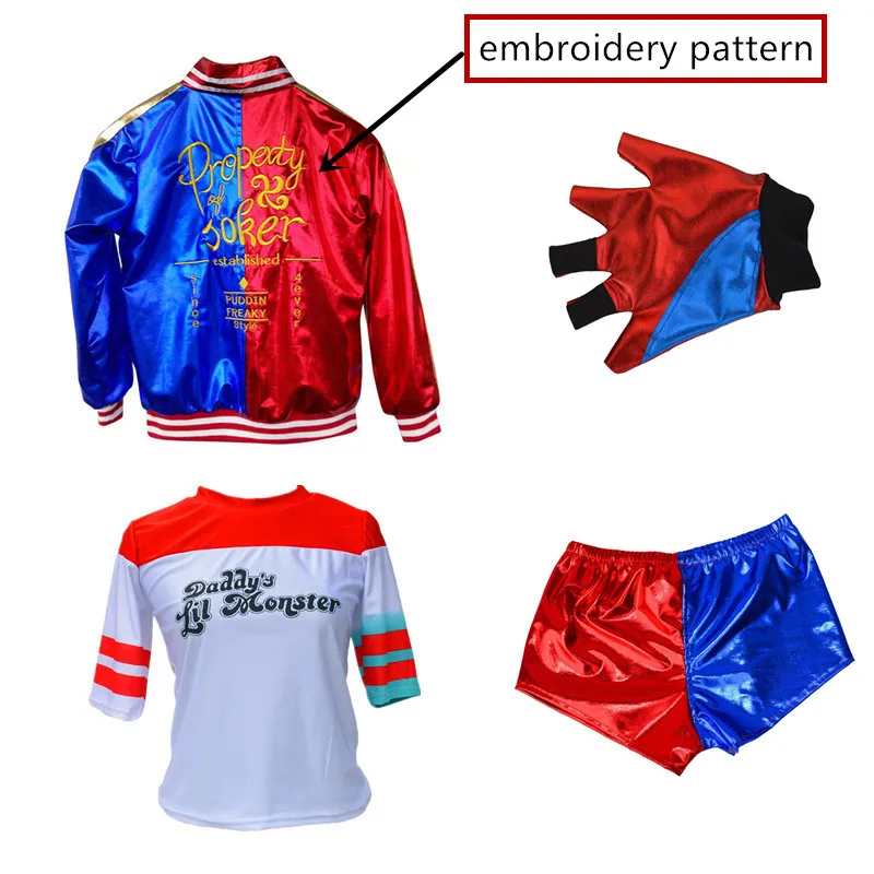 Halloween Kids Adult Suicide Cosplay Costume Quinn Squad Harley Monster T-shirt Jacket Jacket Pants Accessories Full Set role playing costume cosplay costumes cosplay costume