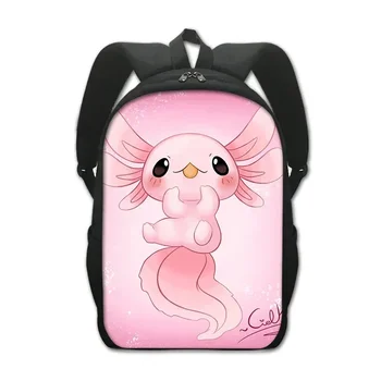 Sakura Axolotl School Backpack for Girls Boys Bookbag Large Capacity School Bag for Teenager Middle School Student Elementary 1