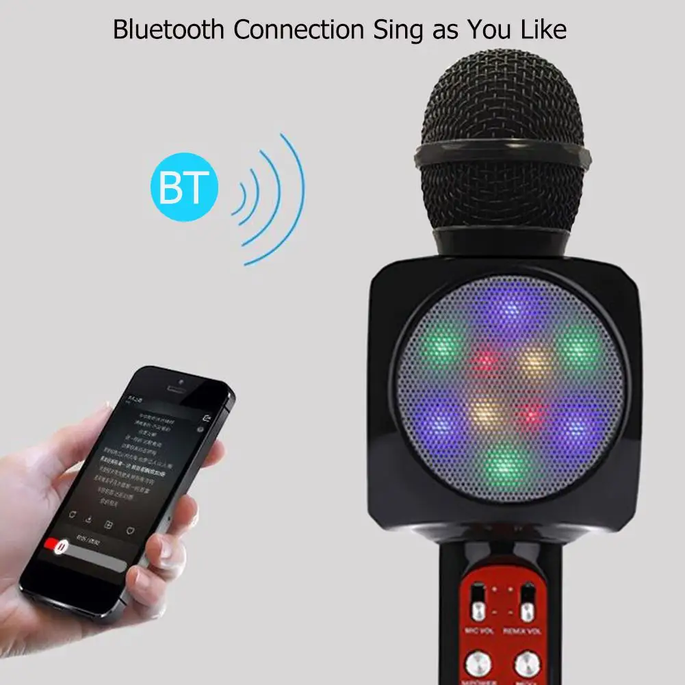 WS1816 Bluetooth-compatible Noise Reduction Capacitive Microphone Mic with Flash Light