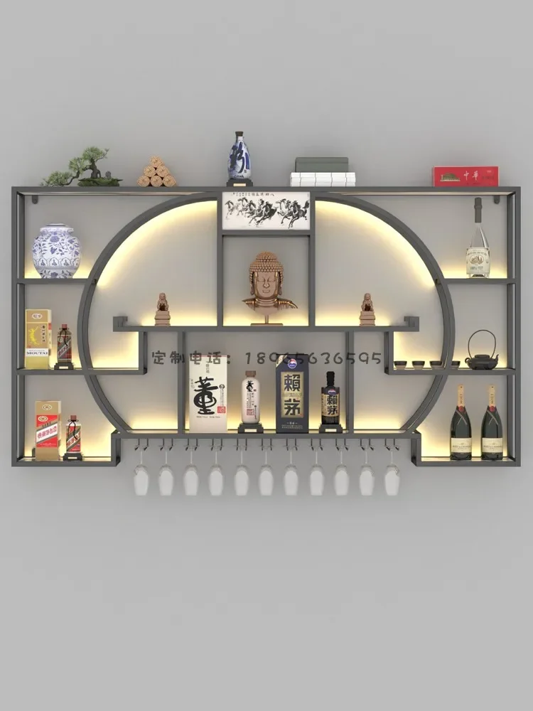 Wine cabinet Wine rack bar counter Chinese living room against the wall