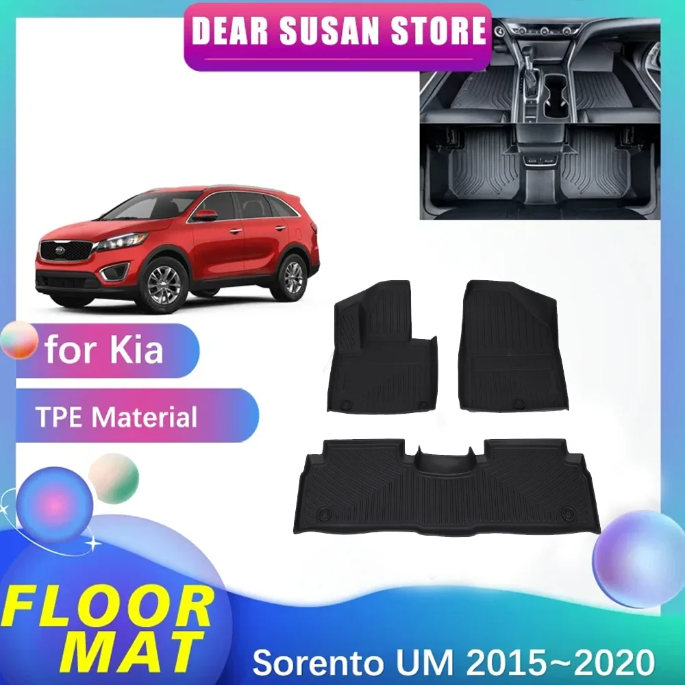 Car Floor Mat TPE Liner Carpet Interior Pad Cover Rug Accessories for Kia Sorento UM 2015~