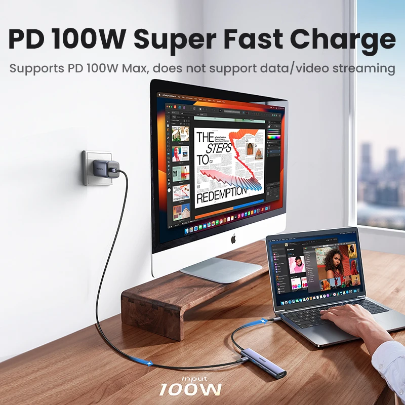 Hub Usb c 4k Hdmi 100w Adaptador Multiport para Macbook Pro Air Ipad Pro Imac Iphone 15 Pro Pro Max Xps Ugreen5 em - Imagem 6