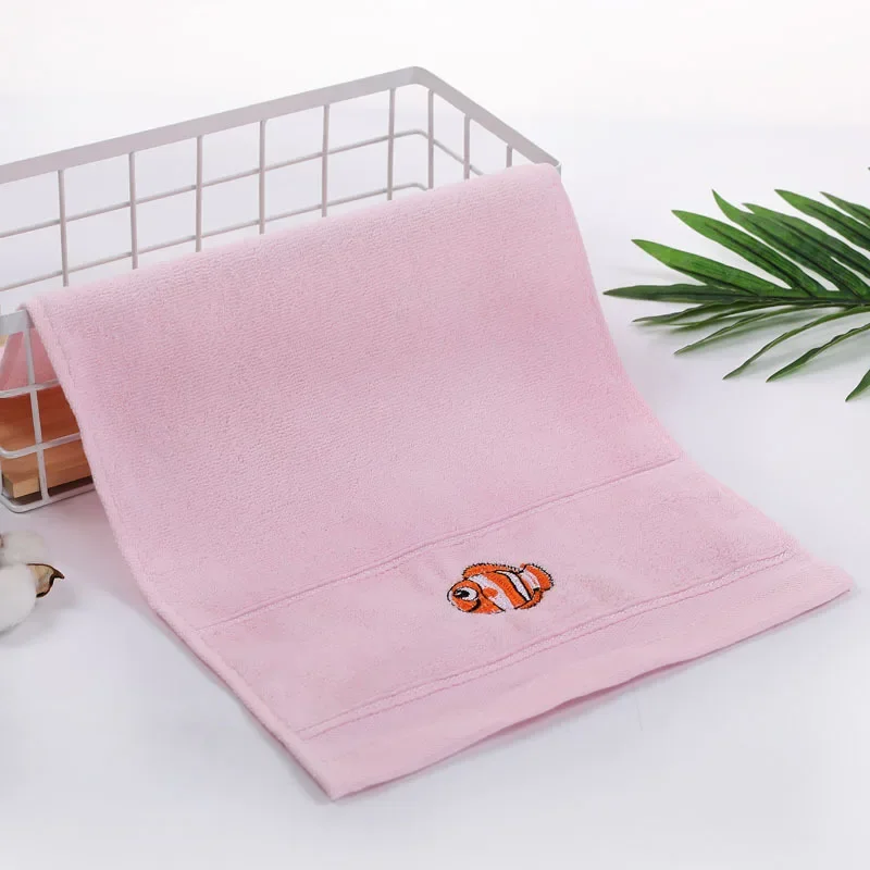 25*50cm Children Towels Baby Face Towel Soft Embroidered Absorbent Cotton Bath Towels for Newborn Kids Handkerchief Shower Stuff