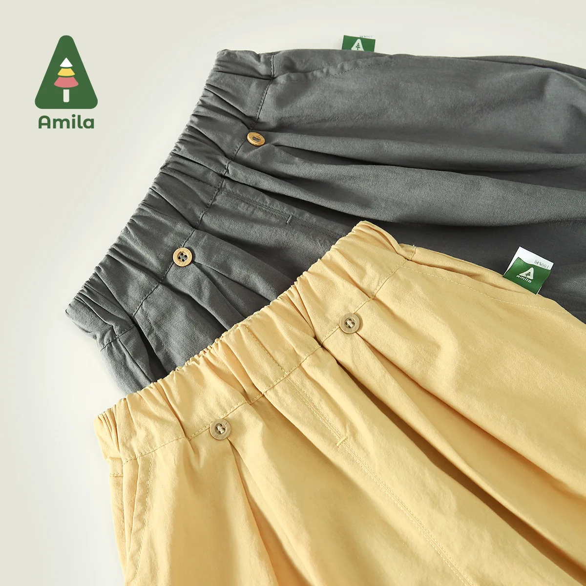 Amila Summer New Boys Bottom solid Color Cotton High Quality Lloose Comfortable Quarter Pants 0-6Y