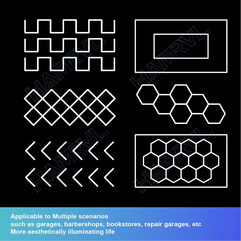 4000K Hexagonal LED Ceiling Light-Energy saving and Durable Hair Salon Garage Barbecue Shop Bar Fitness Car Detail Lighting ﻿