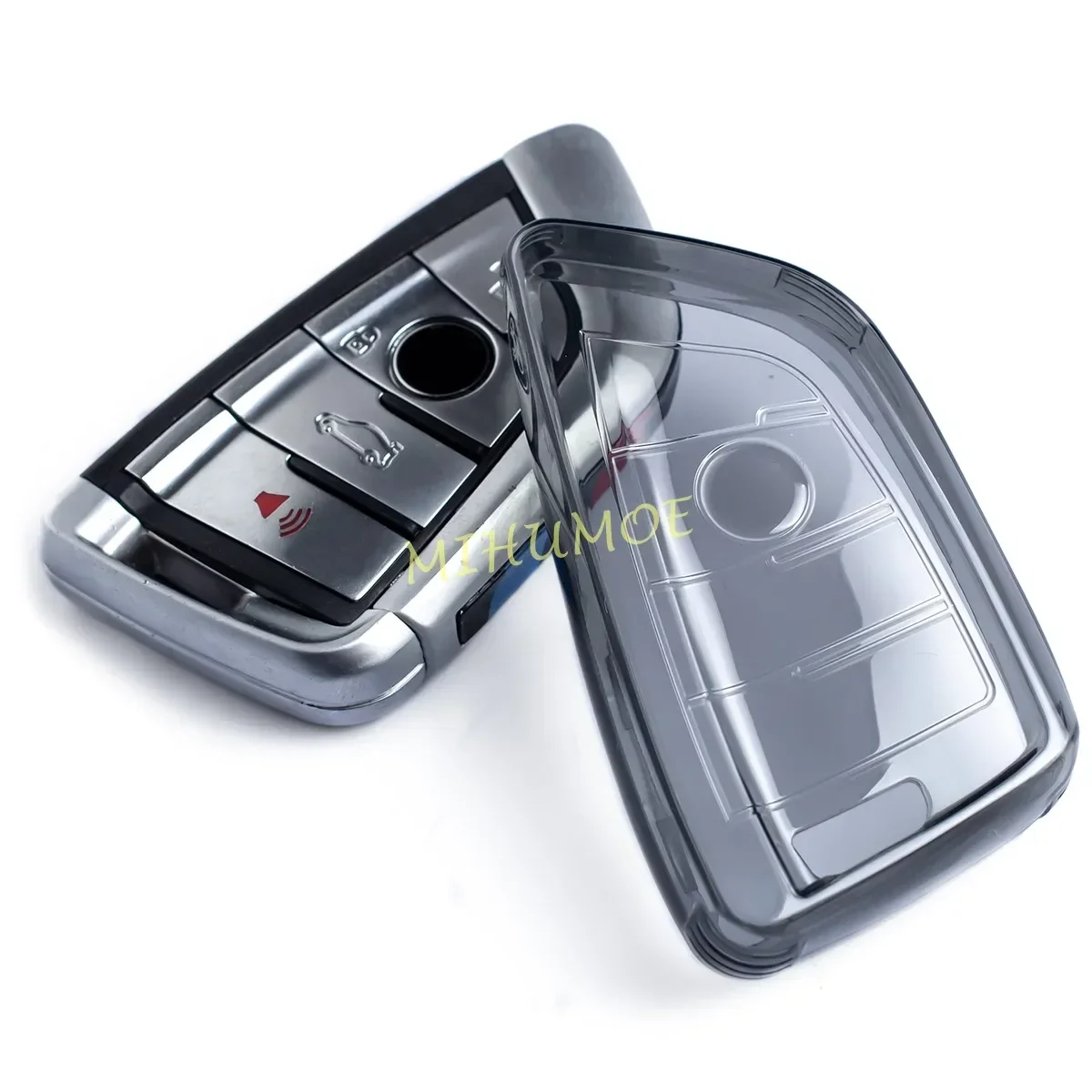 Sleek Black Transparent Key Fob Cover and Keychain