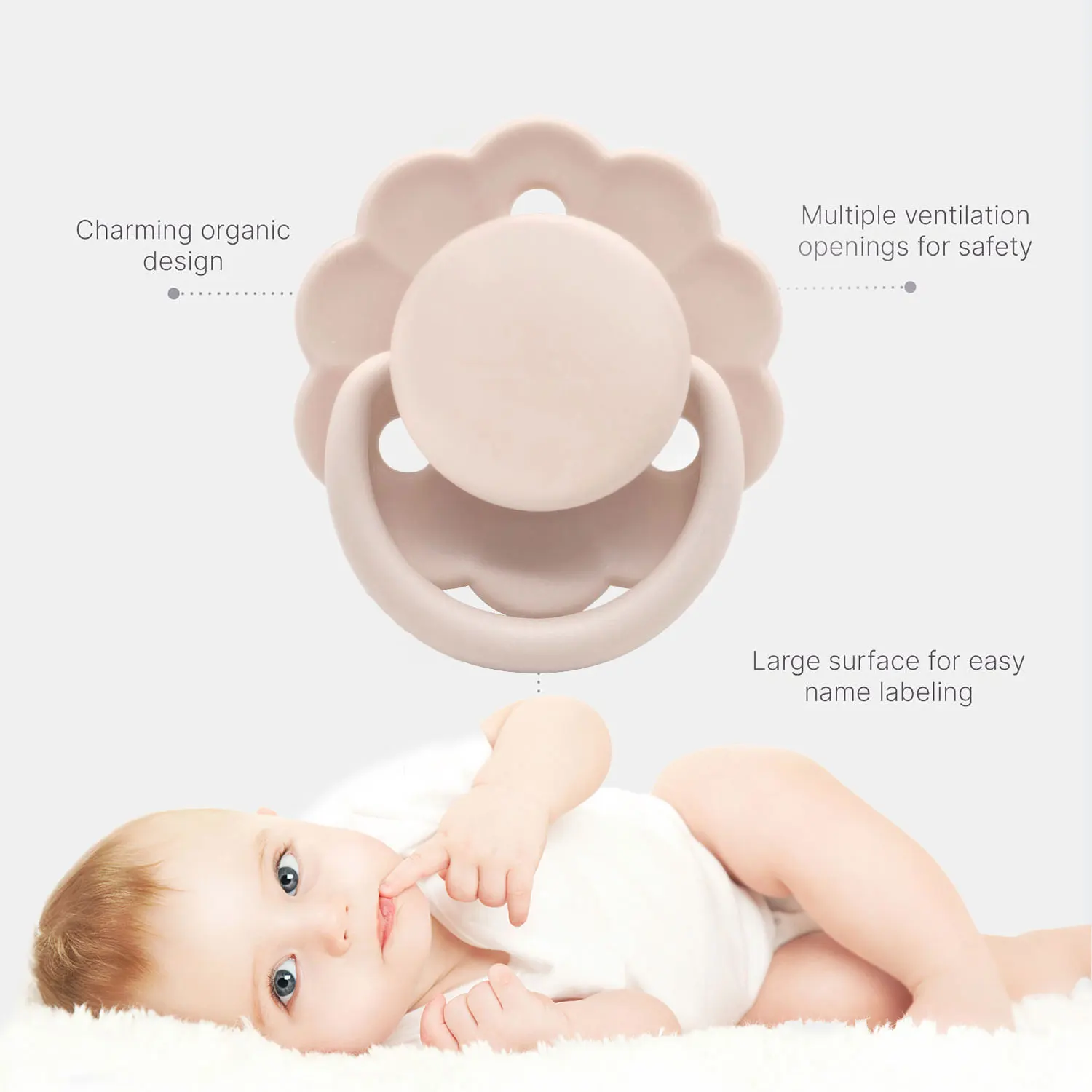 Natural latex pacifier for newborns 0-3 years old small flower shape dust lid three air holes bpa free gift for babies