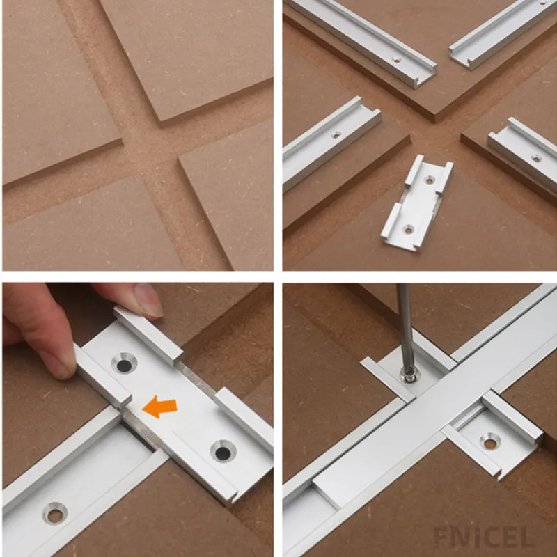 Woodworking Universal Chute Cross Track Connector T-Track Intersection Slot Aluminum Alloy Woodworking DIY T Slot Cross Tool woodworking t track woodworking t track slider