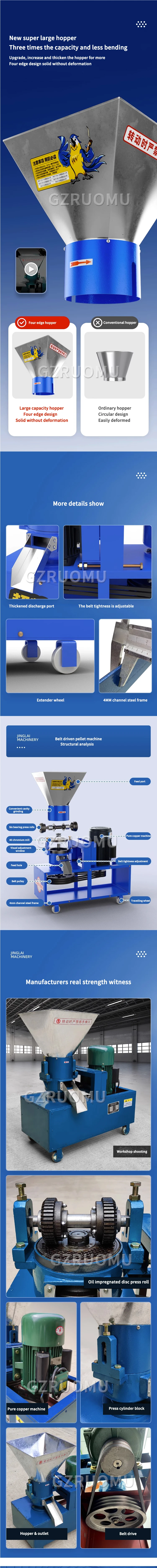 Type 260 Belt Drive Feed Pellet Machine Breeding Farm Feed Granulation Equipment
