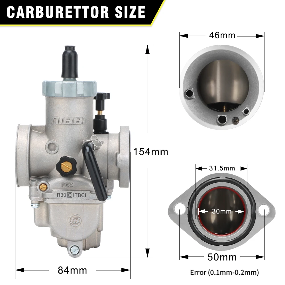 NIBBI PZ 30mm Flange Carburetor PEZ 28mm Carb Jets Carburetors