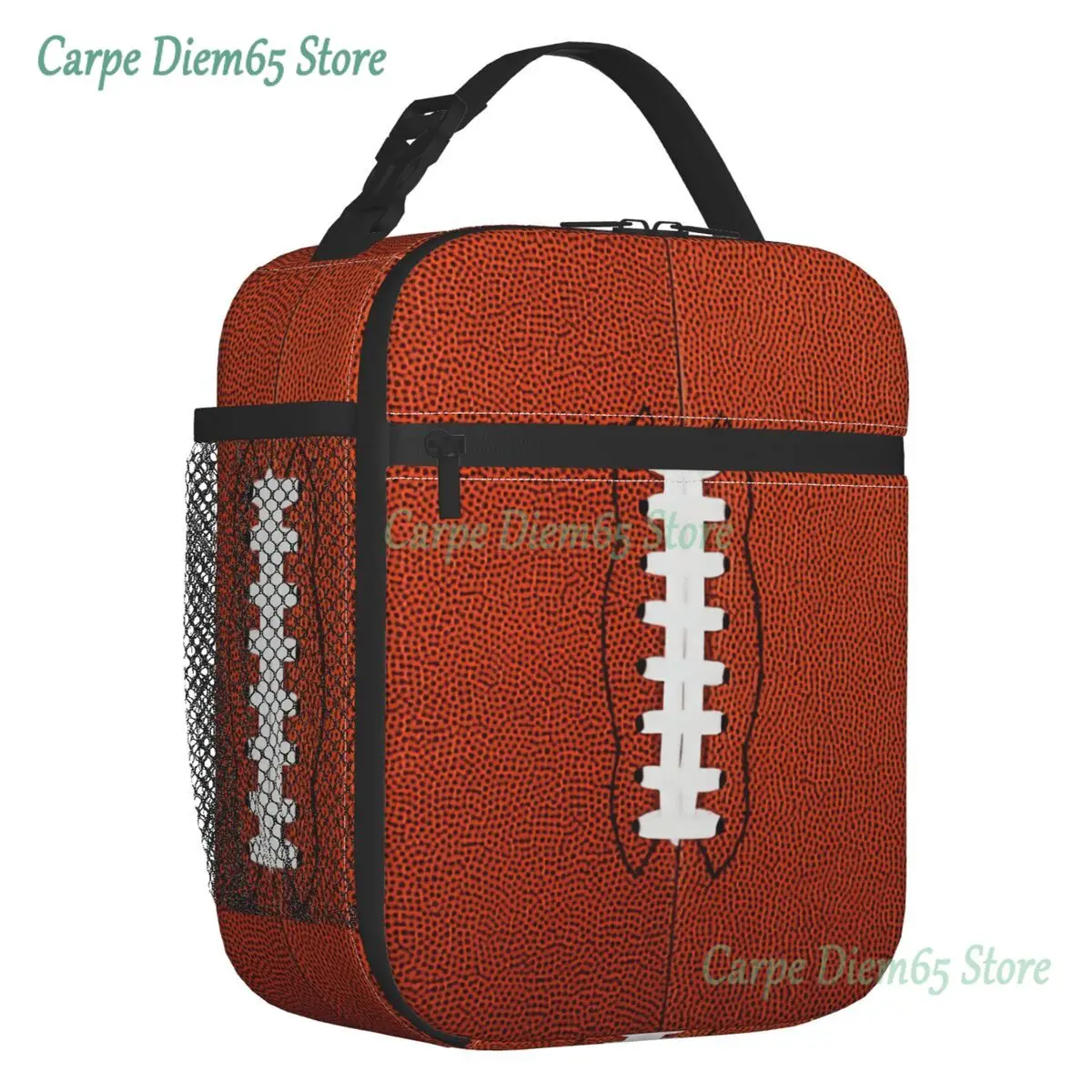 

Rugby Ball Stitching Insulated Lunch Bag for Work School Portable Cooler Thermal Bento Box Women Children