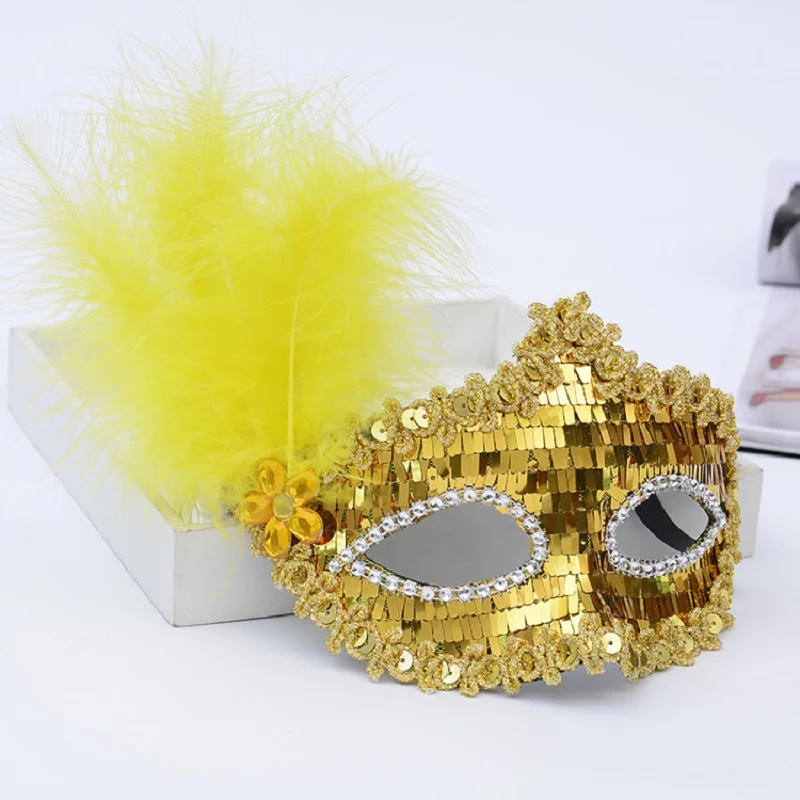 Masquerade Feather Venetian Masks For Women Face Princess Halloween Sequins Decor masquerade mask full face mask half face mask game cosplay props
