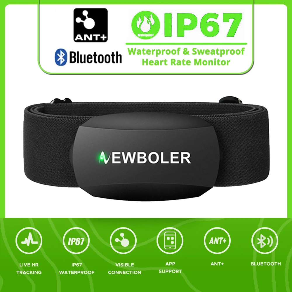 NEWBOLER Heart Rate Sensor Dual Mode ANT Bluetooth With Chest Strap