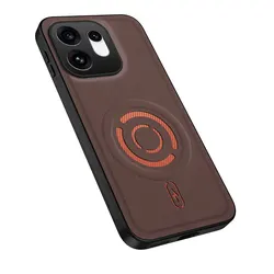 High - End Fabric Magnetic Wireless Charging Phone Case for OPPO A6 Pro 5G (Coffee)