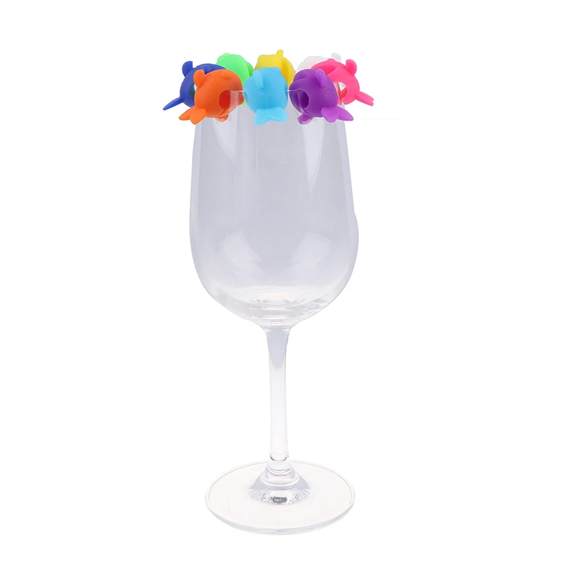 Silicone Wine Glass Recognizer wine glass marker wine glass decorations Silicone Glass Charms Wine Charms Fish Red Markers Party Drink