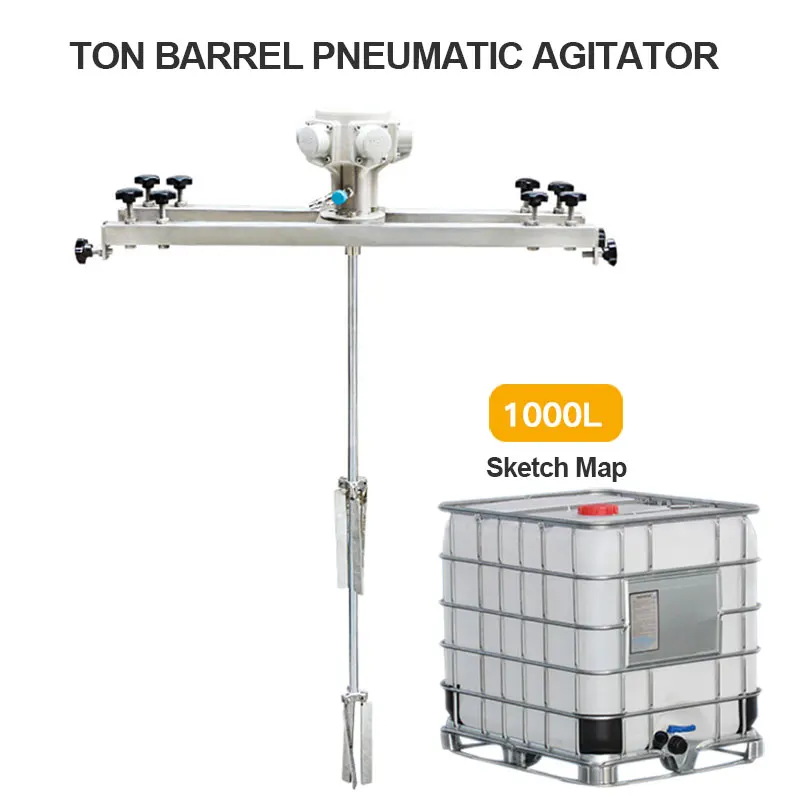 Pneumatic 1Ton Air Agitator 1HP IBC Tank Paint Mixer Industrial Stirrer 1000L Barrel Agitator Horizontal Folding Bracket Machine 1000l ibc tank drum pump air operated pressure pneumatic engine oil transfer motor lube oil