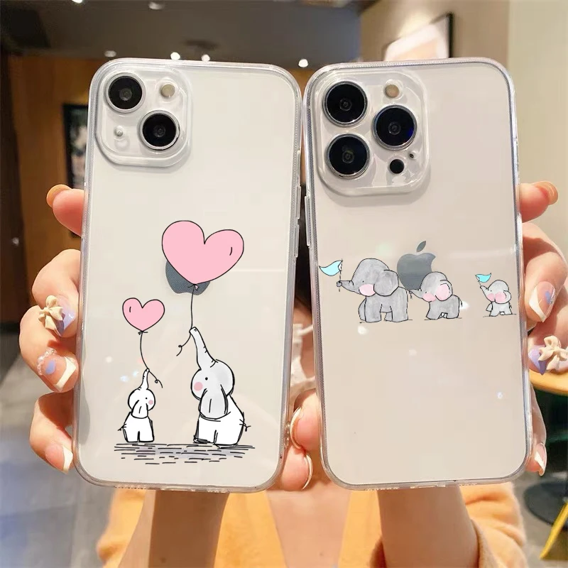 Silicone Clear Cover Cartoon Luxury Couple Style Phone Case