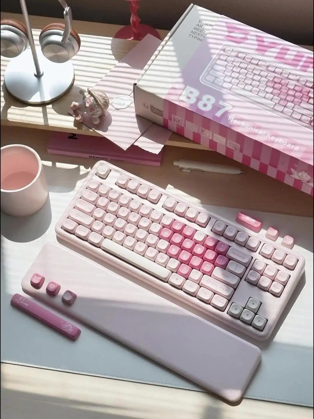 YUNZII B87 ピンクメカニカルゲーミングキーボード、QMK/VIA カスタム
