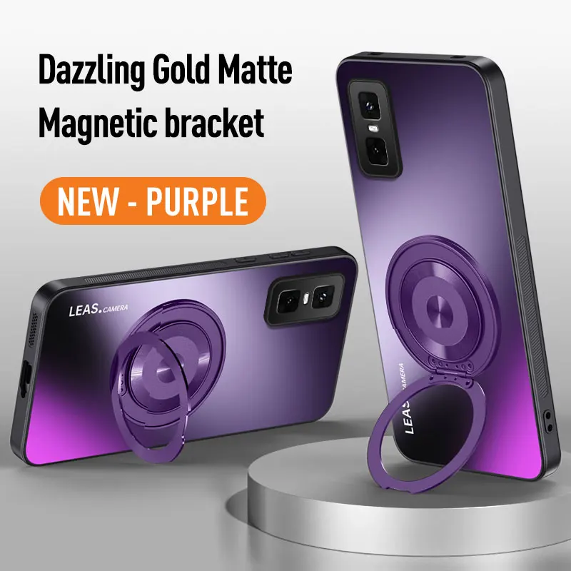 Magnetic Holder Case - Matte Skin-Feel with Lens Protection, Hard Back Cover