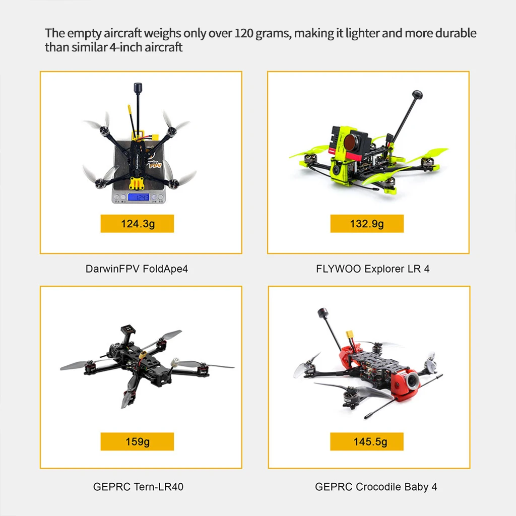 Détail du châssis et des moteurs du Drone FPV CineLog 35 Analog BNF ELRS RX, prêt pour le vol FPV.