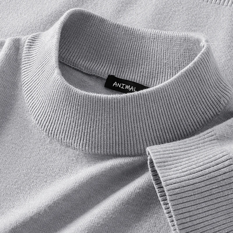 Animal Game Mens Mock Neck Casual Woolen Sweater Half Turtleneck Pullovers Sweaters  Knitwear Men's Cold Blouse Outdoor Coats
