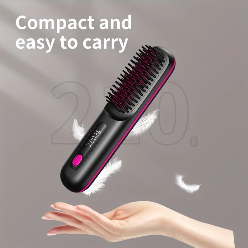 Xumtom Usb CeramicHeating Straight Hair Comb Wireless Portable Negative Ion Styling Tool Rechargeable Straightening Brush