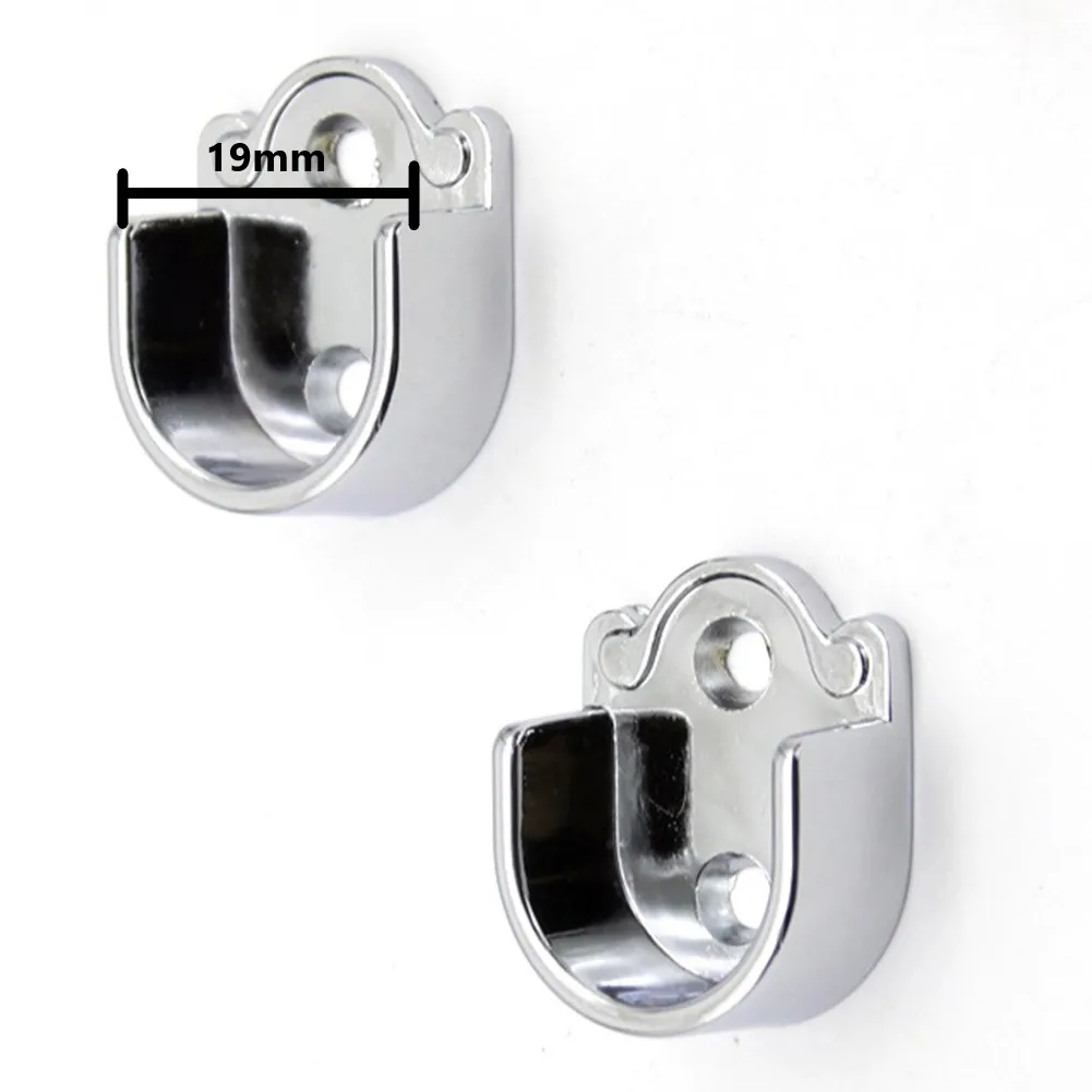Wardrobe Bracket 2PCS Heavy Duty Rod Socket Flange Rod Holder Closet End Support U Shaped Rail Support Furniture Hardware shelf bracket folding shelf bracket