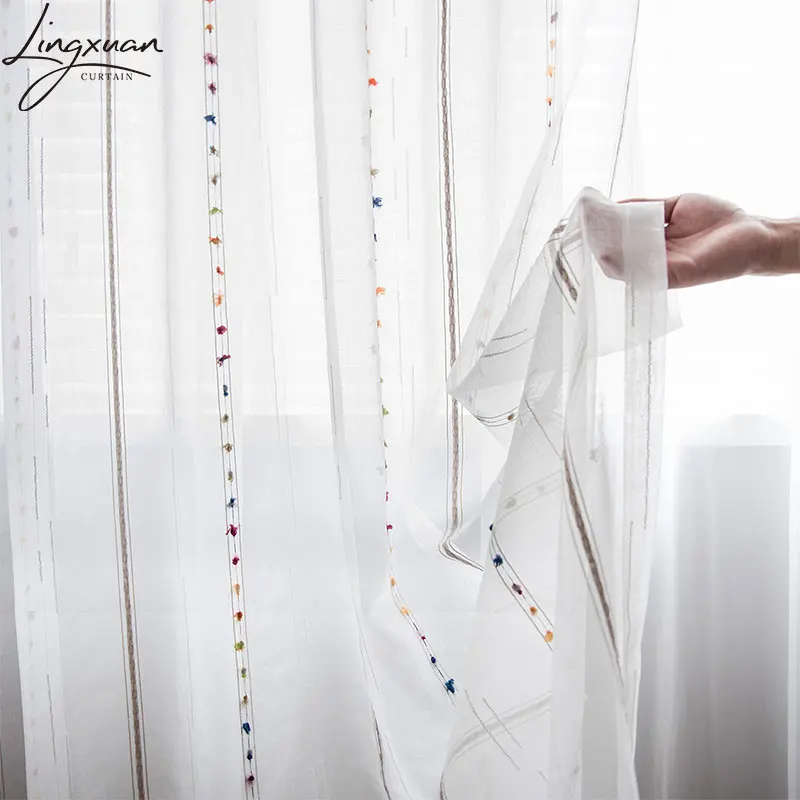 Színes Holográfia embroidered Tüll ablum curtains számára Eleven szoba Sor Kivétel nélküli Lepel Függöny számára Hálószoba Sáv Géz Posztóáru