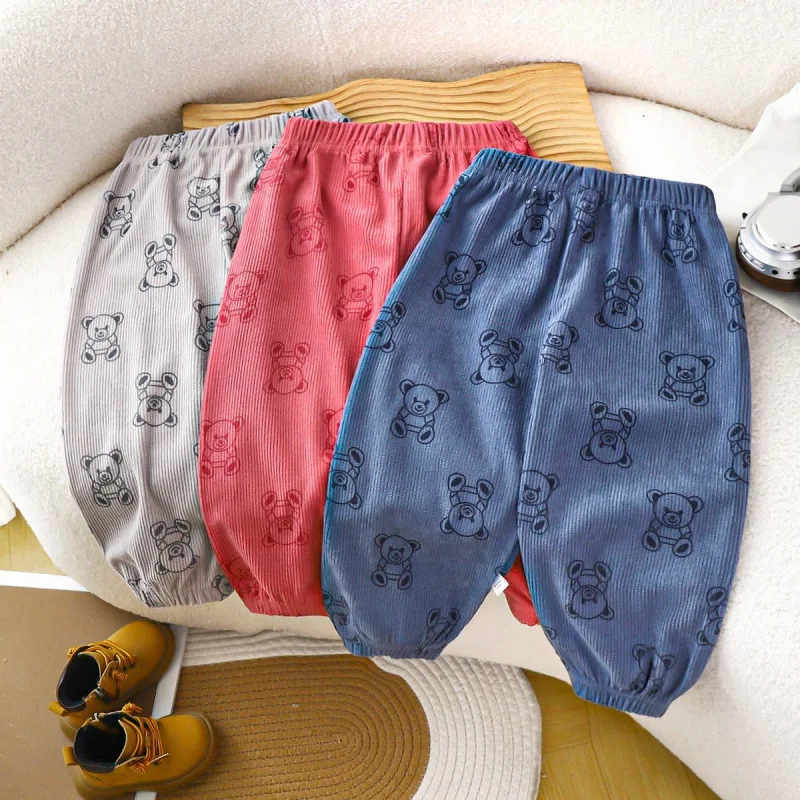 2Pcs/lot Boys Thin Trousers Girl Casual Sweatpants Spring Autumn Drawstre Pants Children's Baby Cartoon Pants Kids Underwear