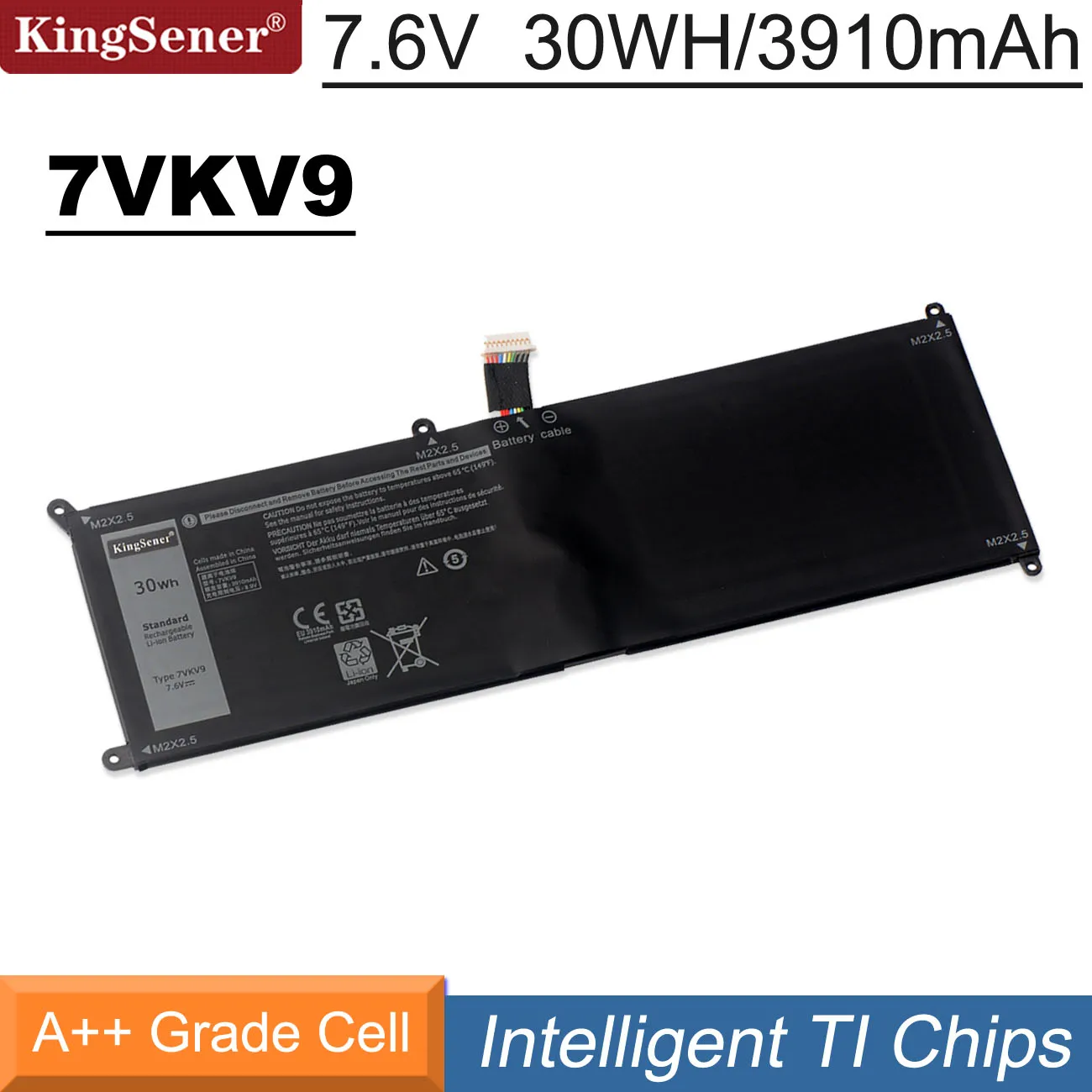Bateria do Portátil de Kingsener 7vkv9 9tv5x para Dell Latitude Xps 12 7000 7275 9250 Série Notebook 7vkv9 7.6v 30wh