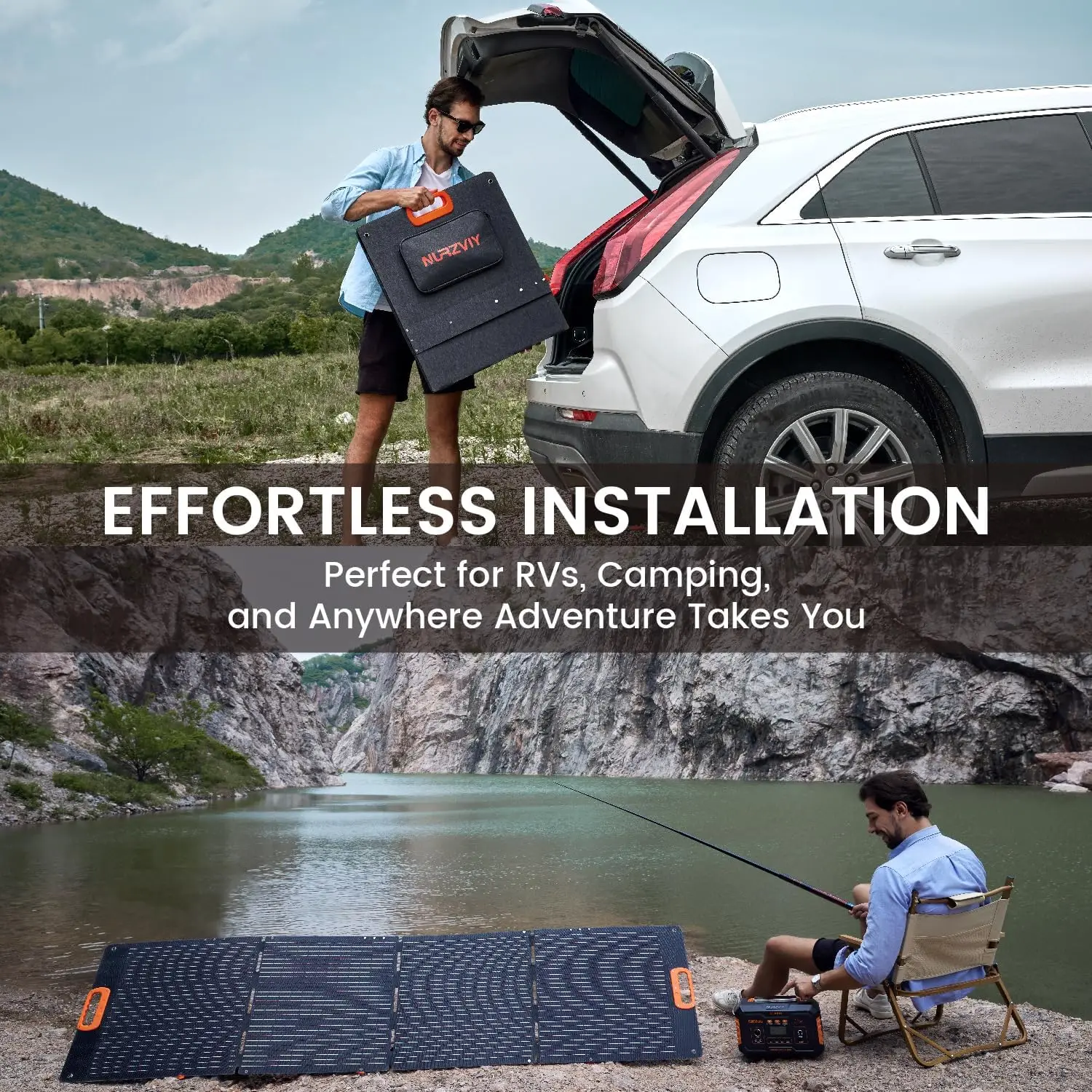 Solar Panel 200 Watt Foldable 200W Solar Cell Solar Charger for Power Station Waterproof w/Adjustable Kickstand 8mm Connector 2