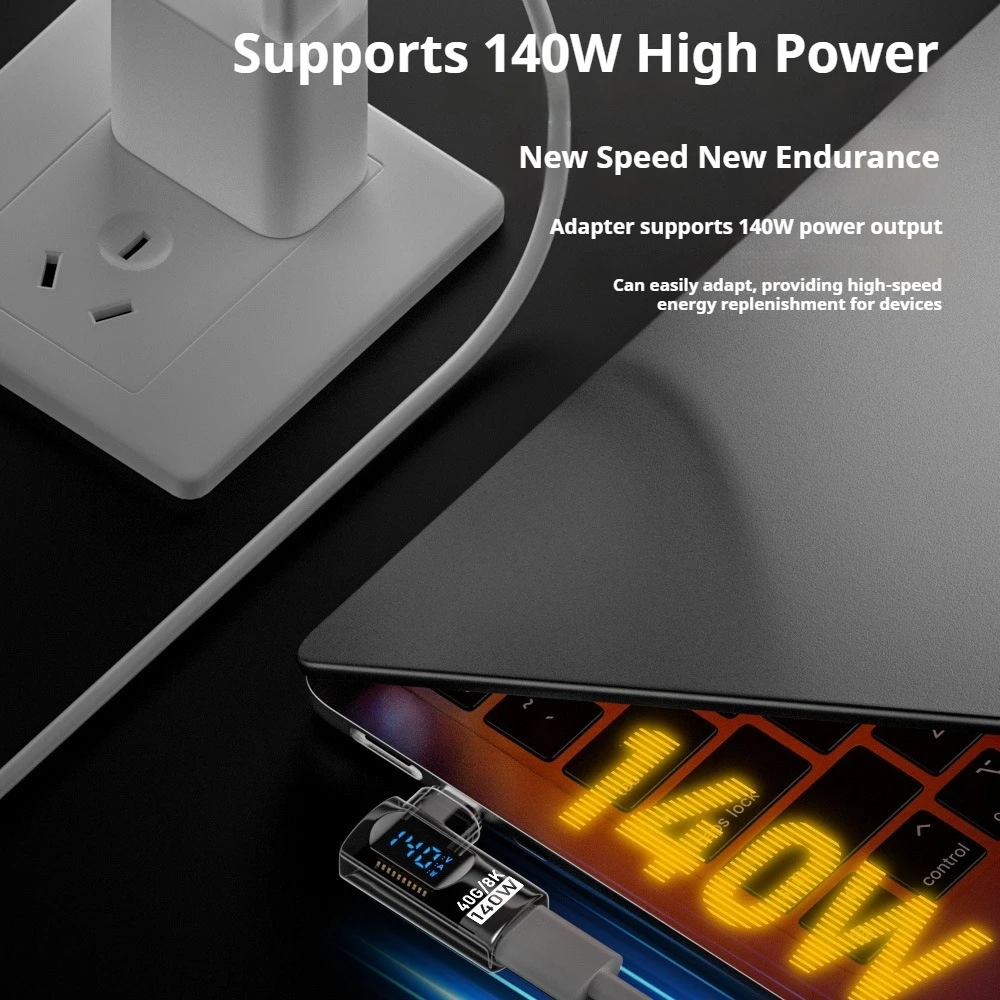 스마트 디스플레이가 탑재된 타입-C to 타입-C 어댑터, 140W PD 충전, 아이폰 16/프로/맥스, 아이패드 프로 및 기타 USB-C 기기용