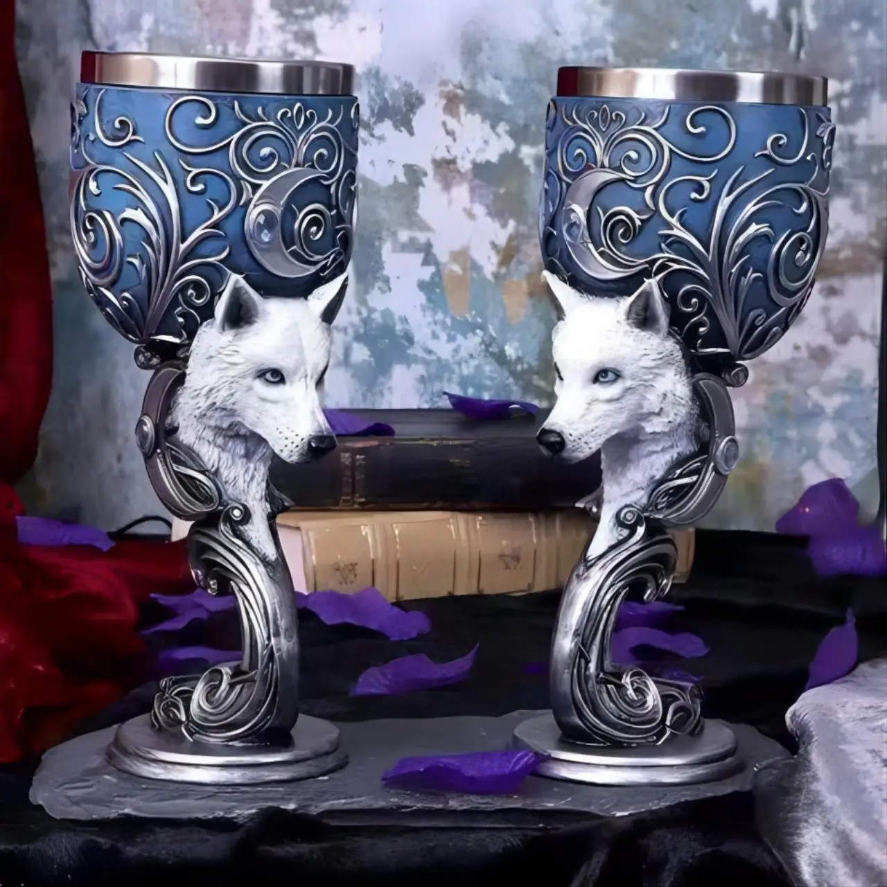 Stainless Steel Wine Cup Western Dragon Personalized 3D Wolf Head Goblet