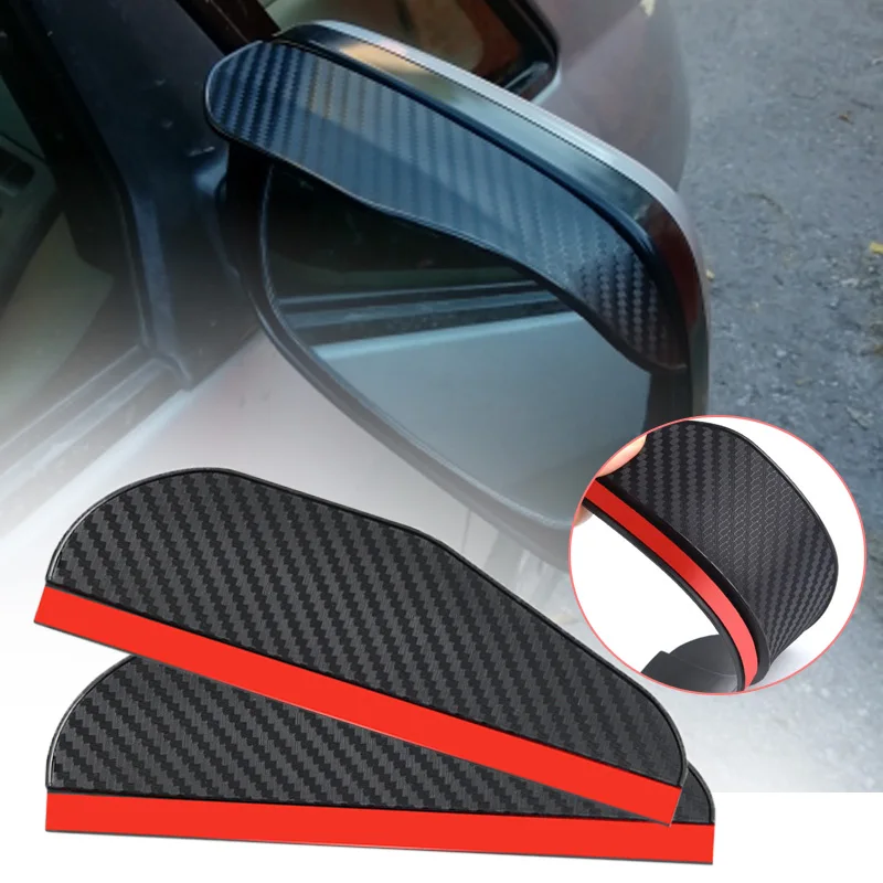 1Pair Car Rearview Mirror Rain Eyebrow Visor Carbon Fiber Sticker Side Snow  Sun Visor Rain Guard Cover Tuning Car Accessories - AliExpress