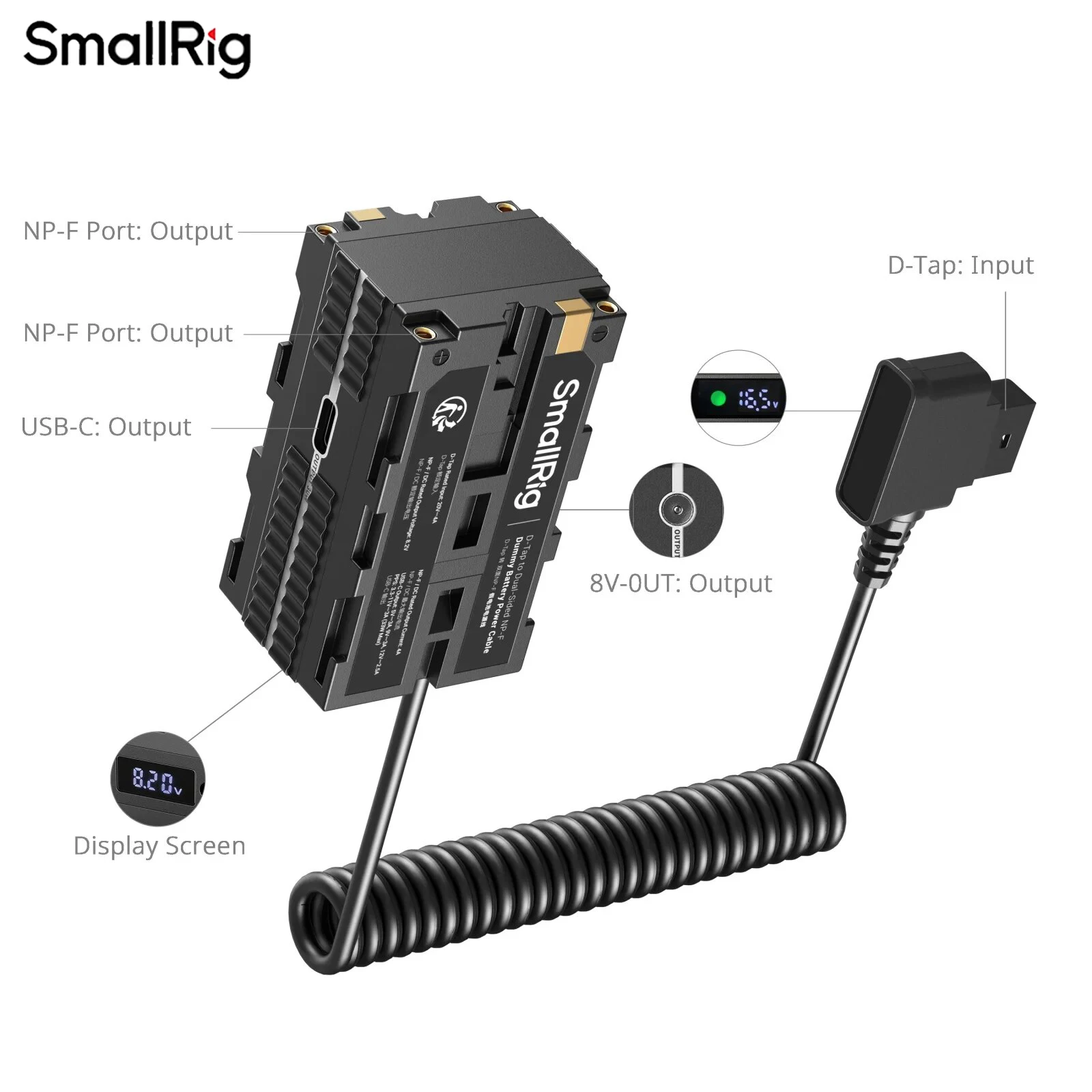 SmallRig D-Tap to Dual-Sided NP-F Dummy Battery Power Cable 4 Power ...