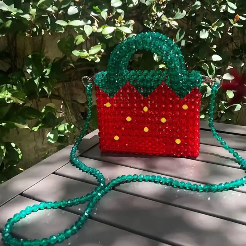 Hot Sale Strawberry Beaded Bag Custom Printed Girls Shoulder Bag Custom Shape  Bag - China Women Bag and Rhinestone Bag price