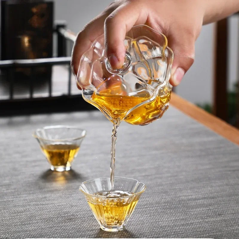 Tea Set Transparent Glass Tea Tureen Heat Resistant Tropical Filter Mesh Hole for Kung Fu Tea