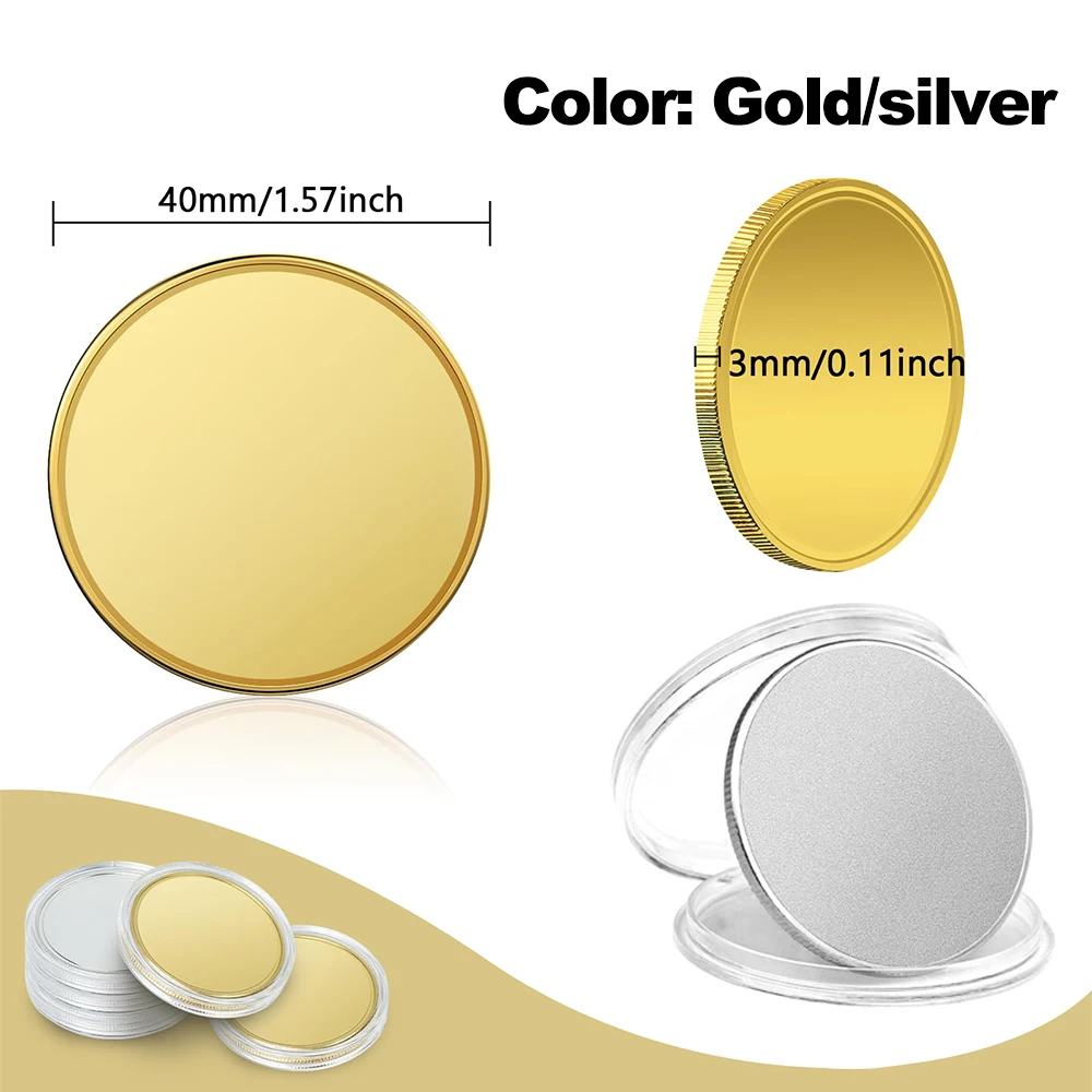 1/5/10/20PCS Blank Challenge Coins Acrylic Protection Box Brass/Iron silver Plated For DIY Sculpture Badge Creation Engraving acrylic protection box
