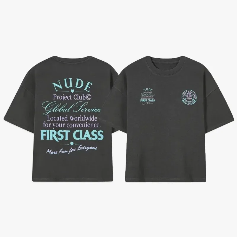 Fashion trend new hot-selling fashion printing nude project men's and women's vacation T-shirt brand street short-sleeved top