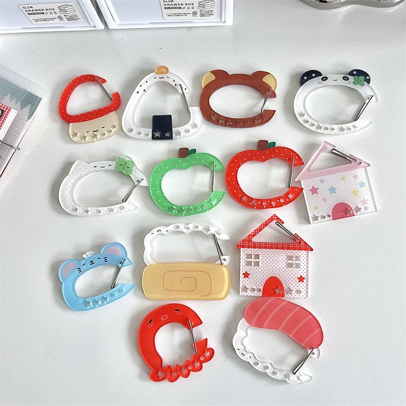Kawaii Keychain Cute Animal Acrylic Carabiner Clips Mult Use Keyring Hooks Handbook Decorative Buckle Home Party Gifts Supplies