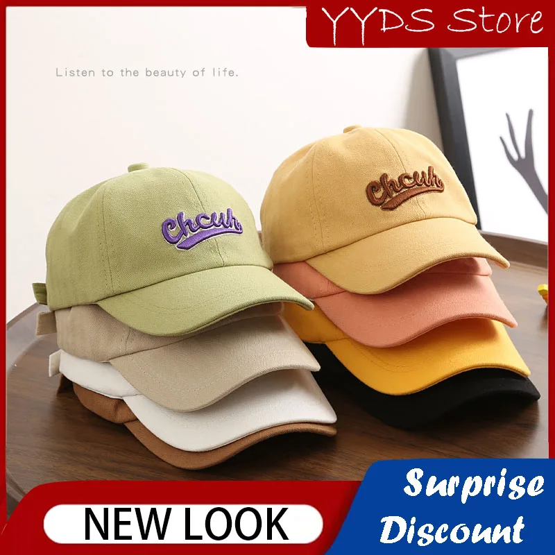 Children's Baseball Cap Sunscreen Sun Hat Pure Cotton Adjustable Golf Cap Letter Embroidery Curved Brim Cap CN(Origin)