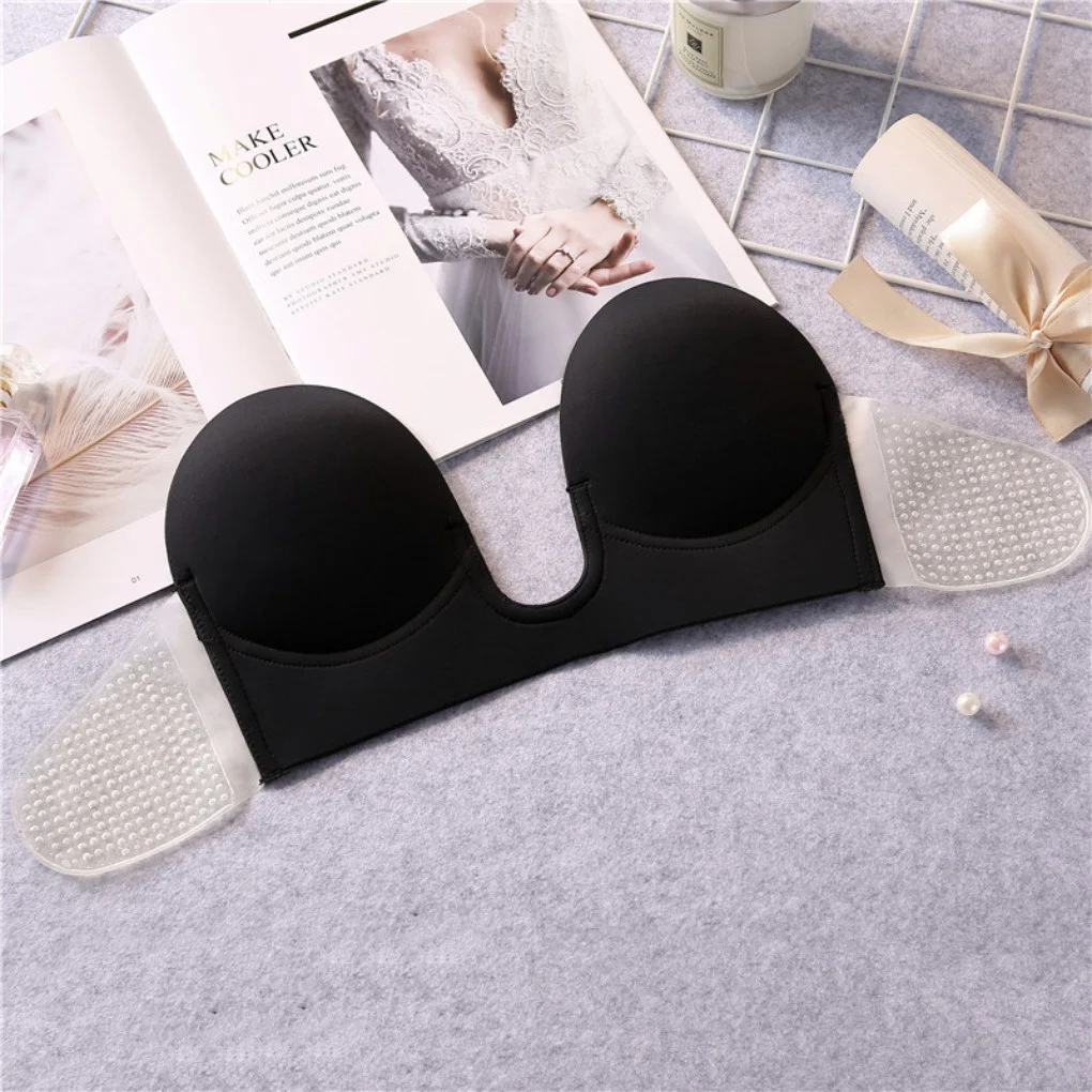 Strapless U Shaped Invisible Adhesive Plunge Silicone Bra Reusable Strapless Backless Breast Lifting Push Up Dress Underwear