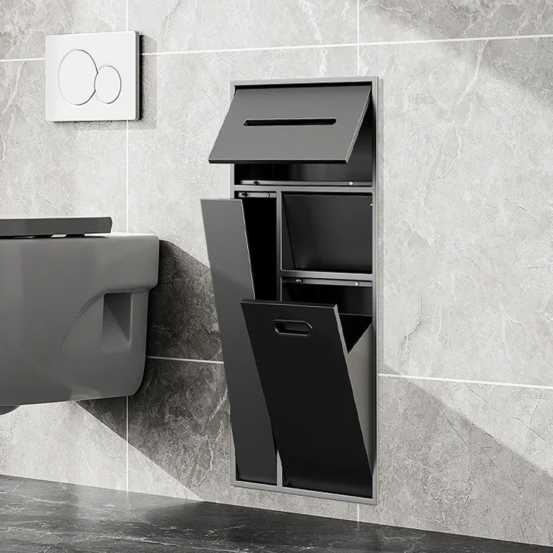 Stainless-Steel-Niche-Bathroom-Metal-Embedded-Trash-Can-Cabinet-Finished-Toilet-Side-Tissue ...