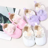 Spring Autumn New Newborn Girl Infant Flat Shoes Fashion Sweet Princess Soft Sole Toddler Shoes Mesh Lace Bow Baby First Walkers 1