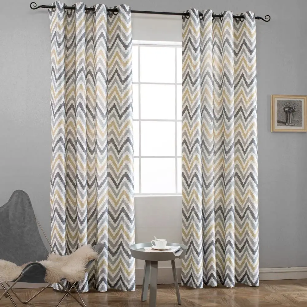 Grey Chevron Window Curtains